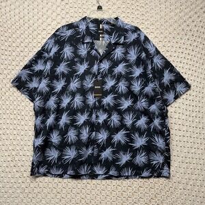 NWT Hugo Boss Men's Shirt 2XL Blue Hawaiian Button Up Short Sleeve Relaxed Fit